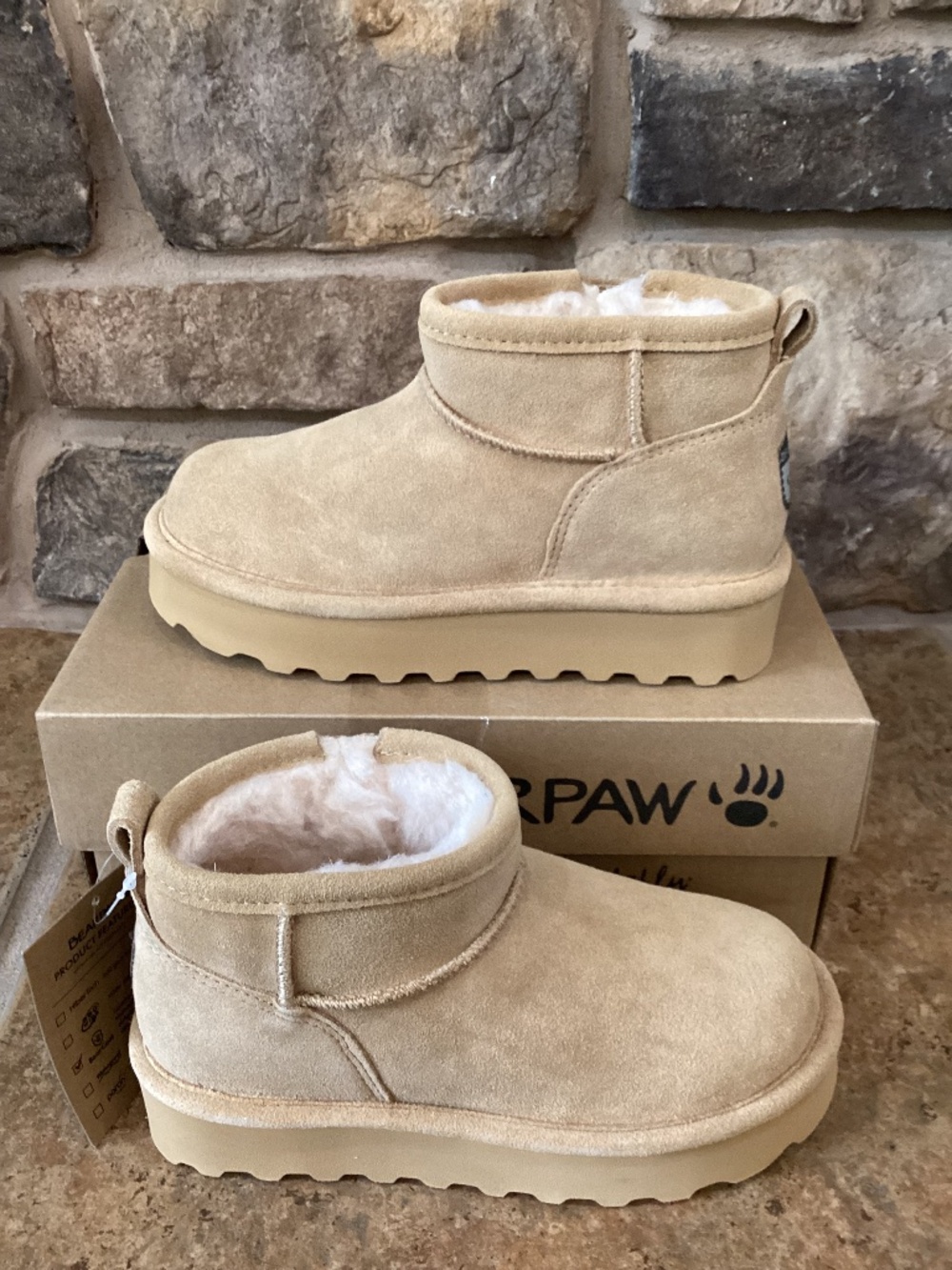 BearPaw Retro Shorty Big Kids Youth 2 Iced Coffee Booties Suede Platform New